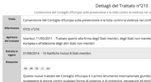 Convenzione del Consiglio d'Europa sulla prevenzione e la lotta contro la violenza nei confronti delle donne e la violenza domestica. 